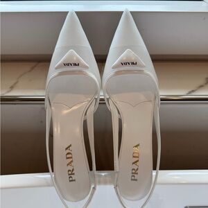 Prada White Pointed Toe Heels